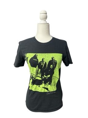 Deftones Black tshirt Neon Green Band Graphic Tee Womens size sm concert shirt